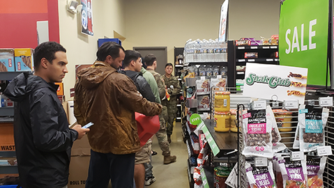 Old Glory 7 Customers at Fort Bragg's Old Glory Express stock up on supplies during Hurricane Florence.