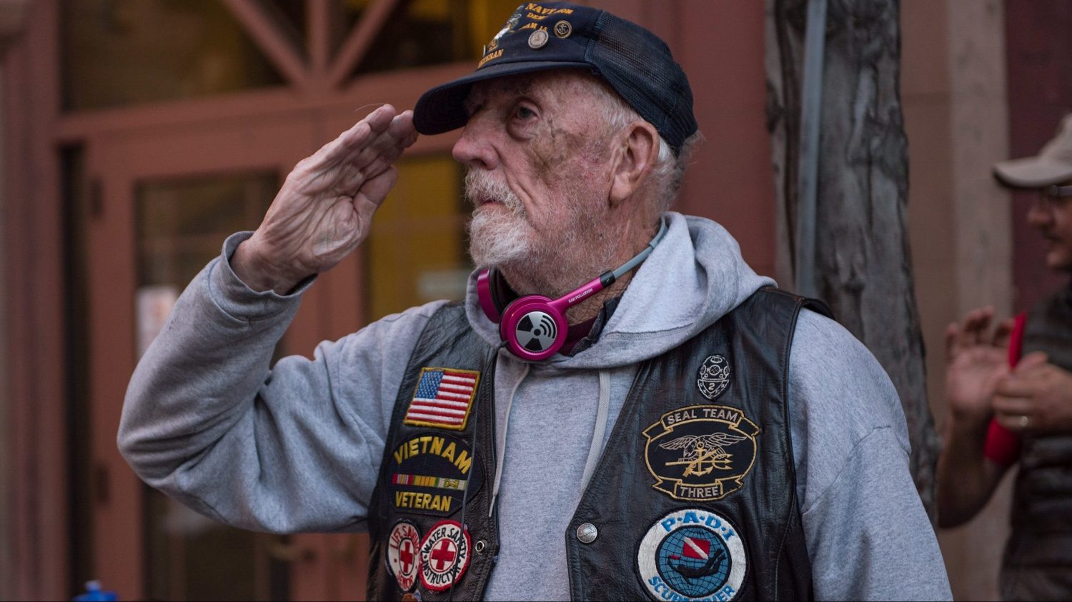 Veteran Salute A veteran gives a salute to passing Fairchild Air Force Base Airmen during the annual Armed Forces Torchlight Parade May 20, 2017, in downtown Spokane, Washington. The Lilac Festival began as local club that held annual flower shows until the celebration merged with the newly appointed Armed Forces day in 1949.
(U.S. Air Force Photo / Airman 1st Class Ryan Lackey)