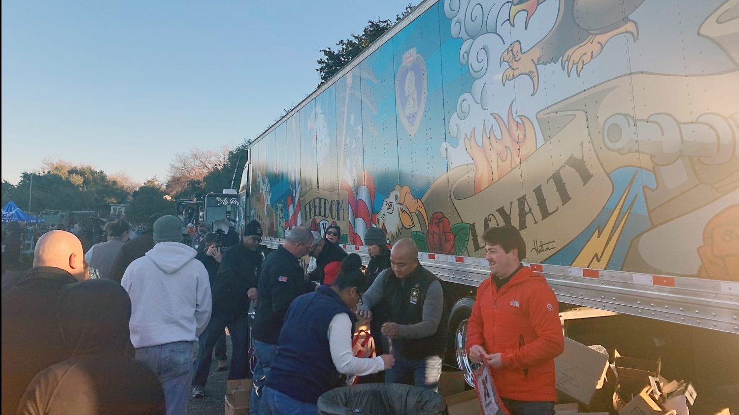 ArmedForcesBowl_January2020 Before kickoff, fans picked up giveaways and took photos of the Exchange’s new truck design, which features Americana-style artwork by Air Force and Marine Corps Veterans who work at the Exchange.