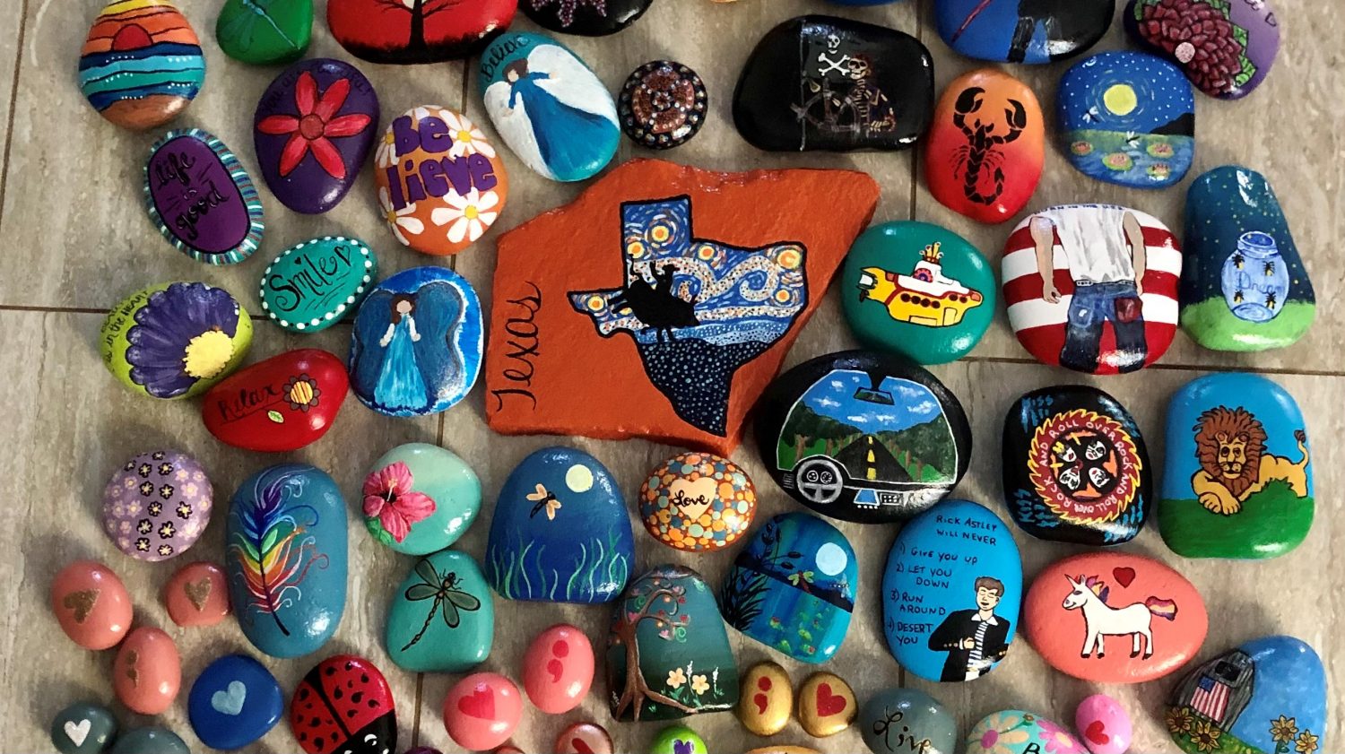 Mike and Jessica Domingos kindness rocks6 Mike and Jessica Domingos' contribution to the Joshua York Foundation's Guinness World Record-setting display of painted rocks in one place.