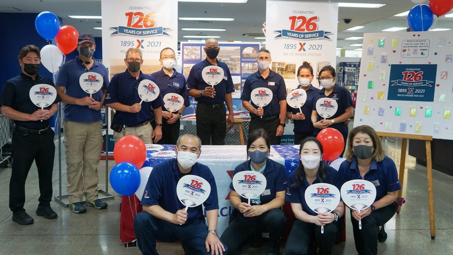 51329035227_8102fe23a9_o Associates at the Camp Zama Exchange show their 126th anniversary spirit.