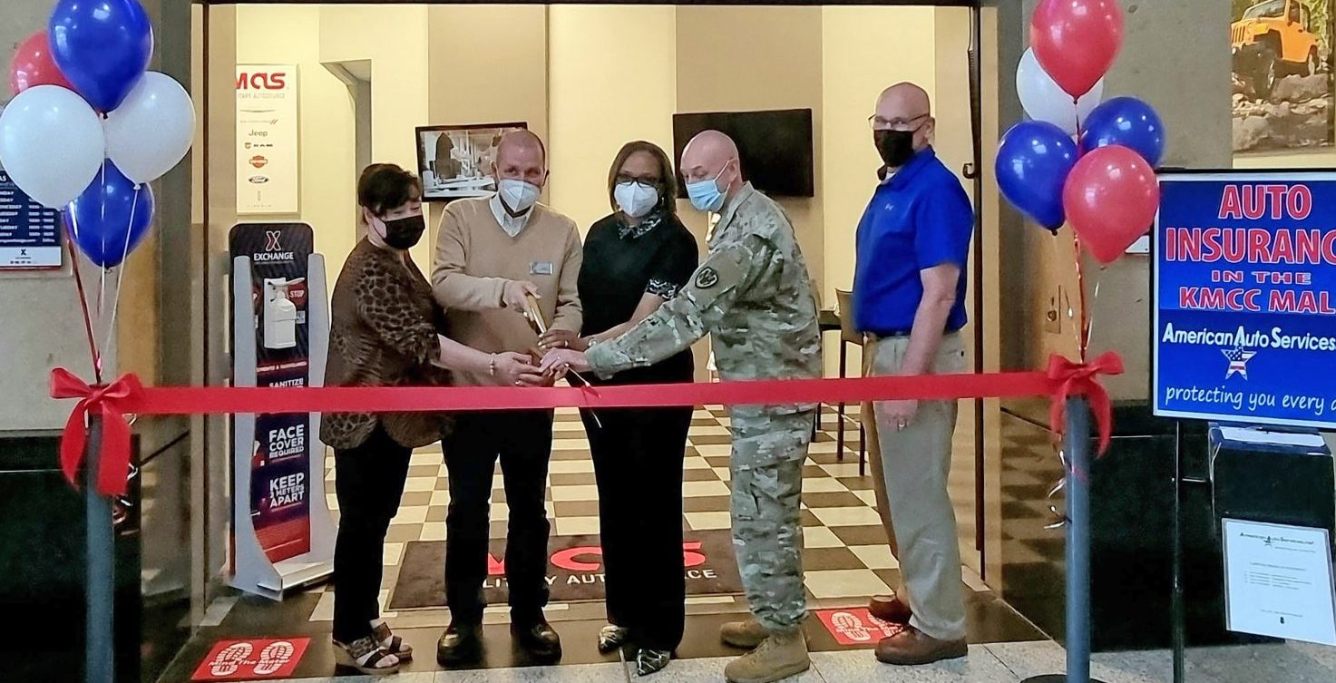 American Auto Services - KMCC Exchange From left, Kaiserslautern Military Community Center Exchange Services Business Manager Lani Chandler, American Auto Services owner John Sweeney, Exchange Region Senior Vice President Marla Smith Randolph, Exchange Europe/Africa/Southwest Asia Region Commander Col. Don Nowlin and Exchange Region Services Program Specialist Gino Rakas cut the ribbon during the grand opening of American Auto Services July 6 at the KMCC Exchange at Ramstein Air Base, Germany