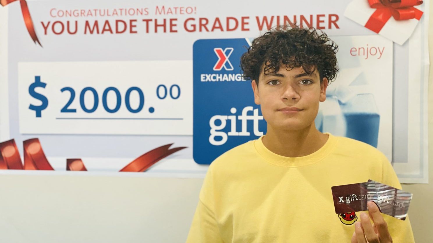 Mateo Rojas 5 <strong>Mateo Rojas, a rising 11th-grader, was named the grand-prize winner and received a $2,000 gift card from the Travis Air Force Base Exchange. Mateo’s father is a retired Coast Guard captain who served 26 years.</strong>