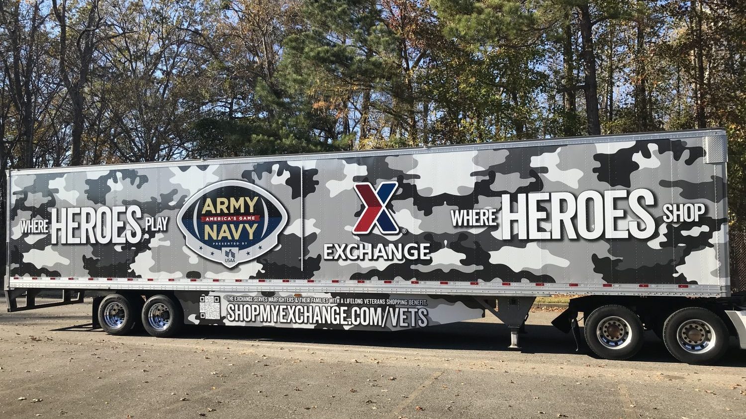 ANG truck wrap <B>Cadets and Midshipmen will get a reminder that the Department of Defense’s largest retailer is here to serve them with tax-free shopping and military-exclusive pricing with the display of the Exchange’s latest patriotic truck wrap at the 123rd Army-Navy Game, held Dec. 10 at Lincoln Financial Field in Philadelphia.</b>