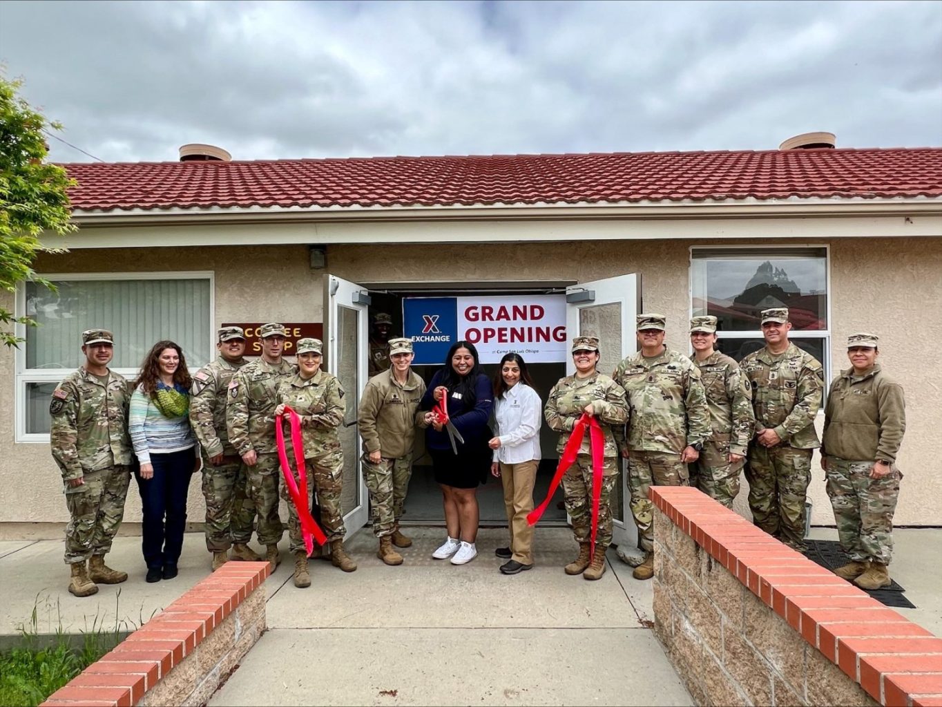 CampSanLuis_URURibbonCutting <b>SFC Misnardo Zuniga, 223rd Regional Training Institute, 3rd Battalion Instructor; Deborah Claffey, Camp San Luis Obispo Director of Personnel; SFC Tomas Lazalde, 223rd Regional Training Institute, S4 Supply; MAJ Graham Wintzer, 223rd Regional Training Institute, S3 Operations OIC; SGT Belen Mayorquin, Camp San Luis Obispo, Property Accountability; LTC Annabelle Andrade, Camp San Luis Obispo Garrison Commander; Maribel Ceja, Vandenberg Exchange services business manager; Urvi Acharya, Vandenberg Exchange general manager; SGT Kimberly Rodriguez-Gonzalez, 223rd Regional Training Institute, S6 Information Technology; 1SG Chris Davis, 223rd Regional Training Institute, HHD First Sargeant; 1SG Samantha Waldron, 223rd Regional Training Institute, Training Technician; 1SG Mark VonAchen, 223rd Regional Training Institute, S3 Operations NCOIC ; SFC Sandra Vargas, Camp San Luis Obispo, Supply Technician.</b>