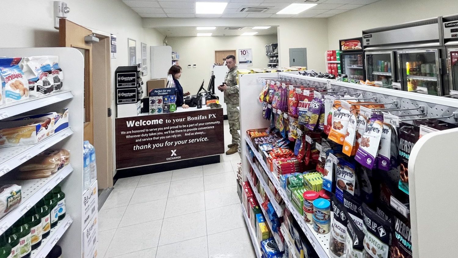 8463183 <b>A Soldier shops inside Camp Bonifas' new Post Exchange. The upgraded PX more than doubles the size of a previous store.</b>