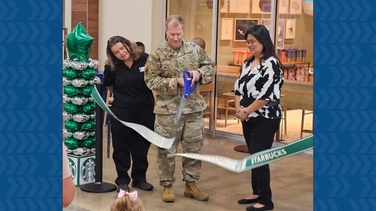 ExPost-Starbucks-Barks Ribbon cutting at the Barksdale AFB Starbuck Military Family store.