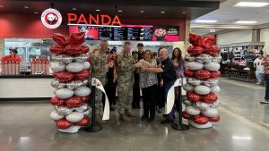 Exchange and installation leaders cut the ribbon on the new Panda Express at MacDill AFB.