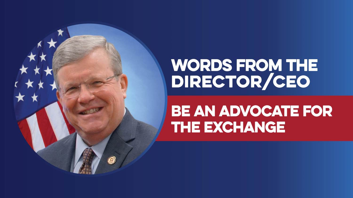 ExPost-WordsFromCEO Head shot of Exchange Director/CEO with text.