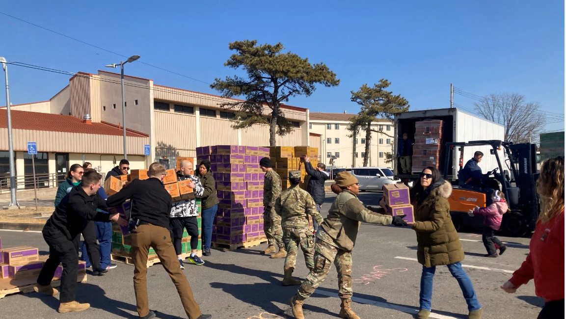 <b>Girl Scout Cookie delivery at USAG Humphreys in Korea.</b>