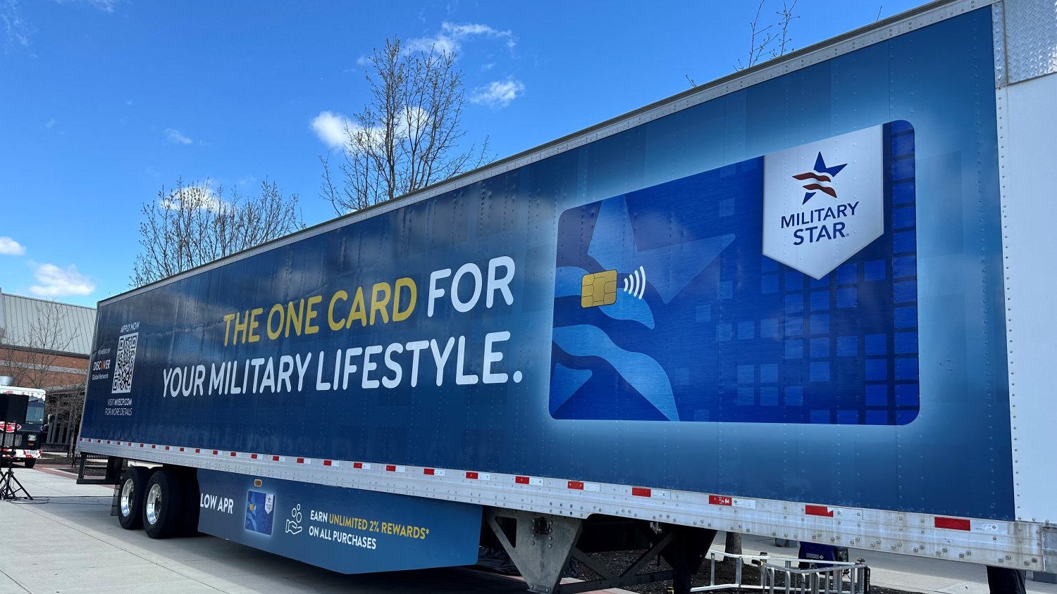 Semi-trailer with Military Star card wrap,