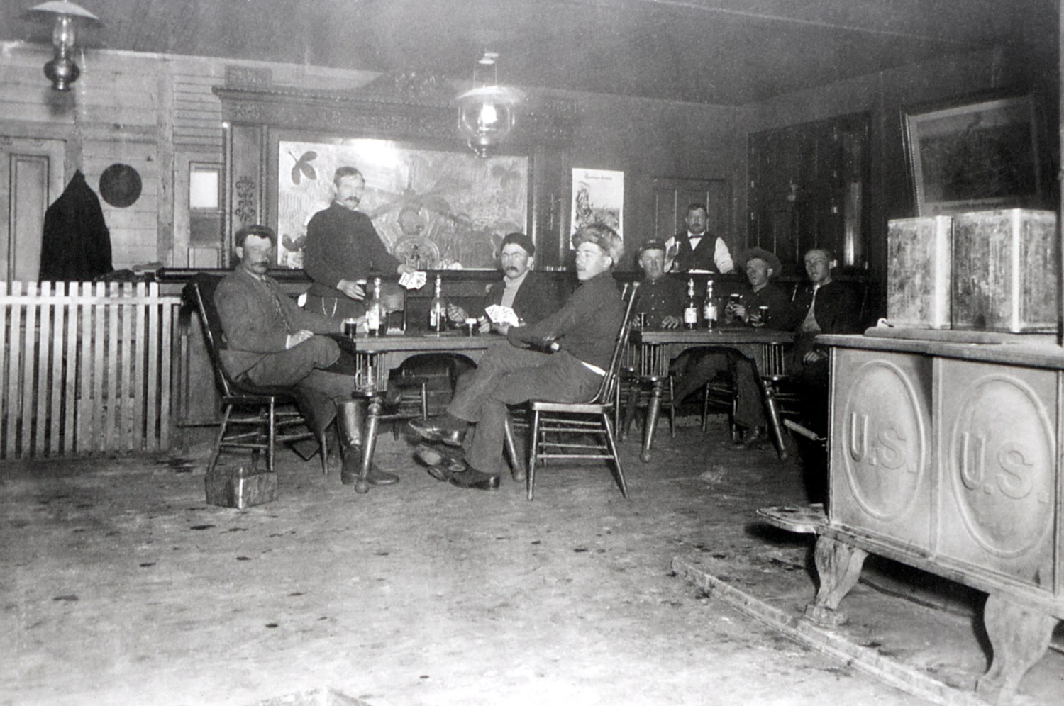 Men in post exchange at Fort Yellowstone;
Photographer unknown;
No date
