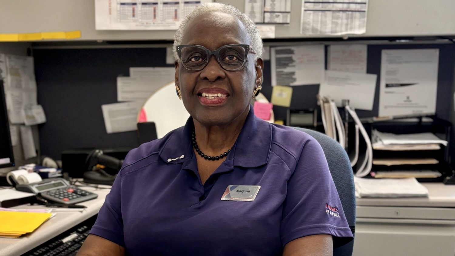 Ms. Purcell (2) Fort Gordon logistics assistant Marjorie Purcell at her desk.