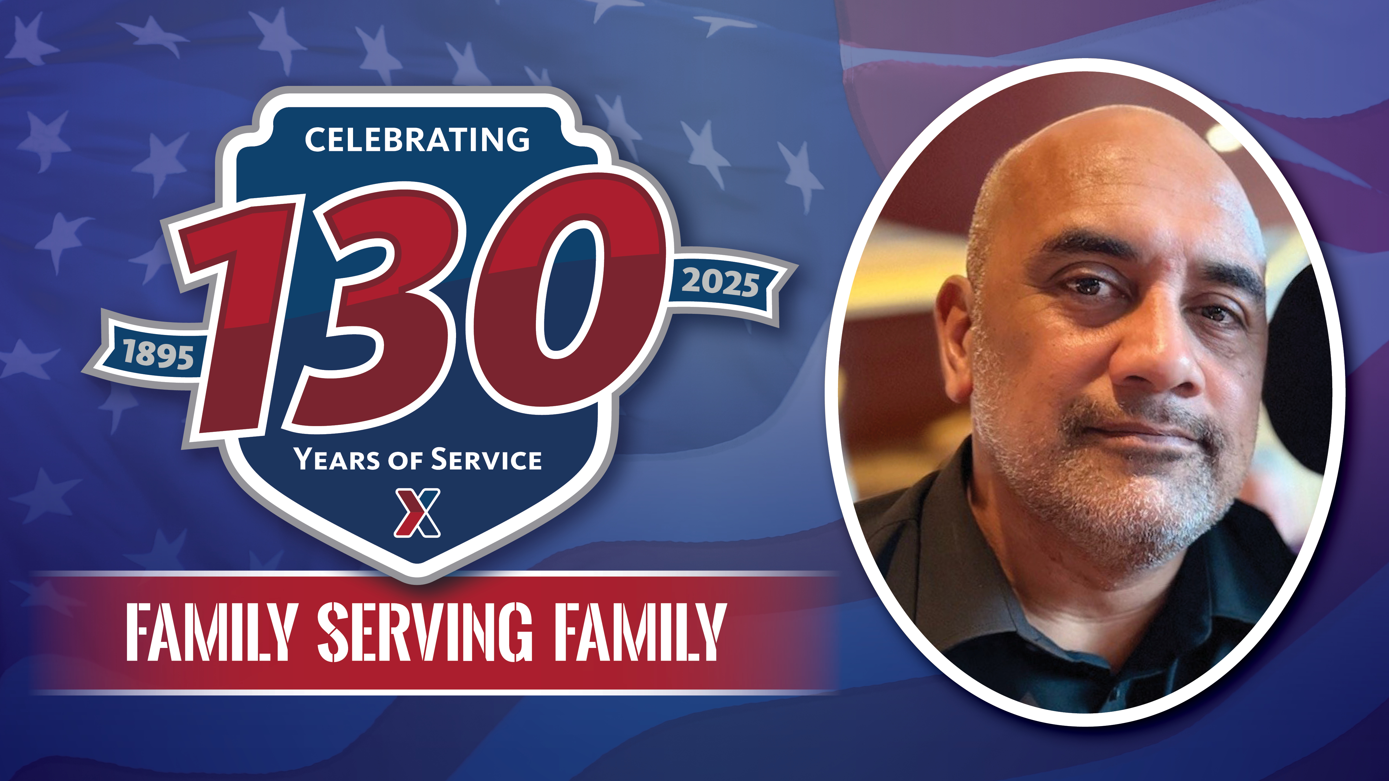 Steve Iofeso head shot with 130 Years of Family Serving Family text.