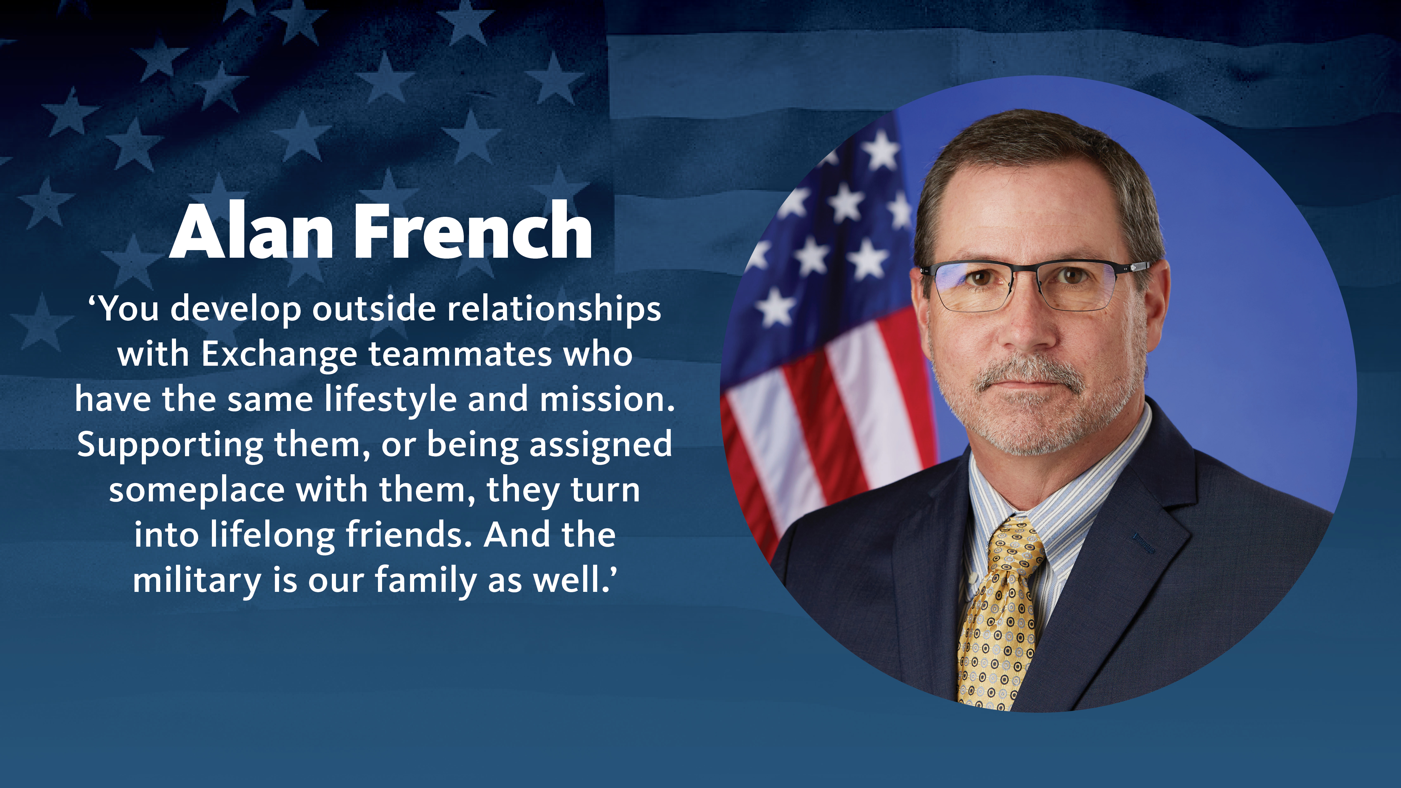 Alan French head shot with U.S. flag.