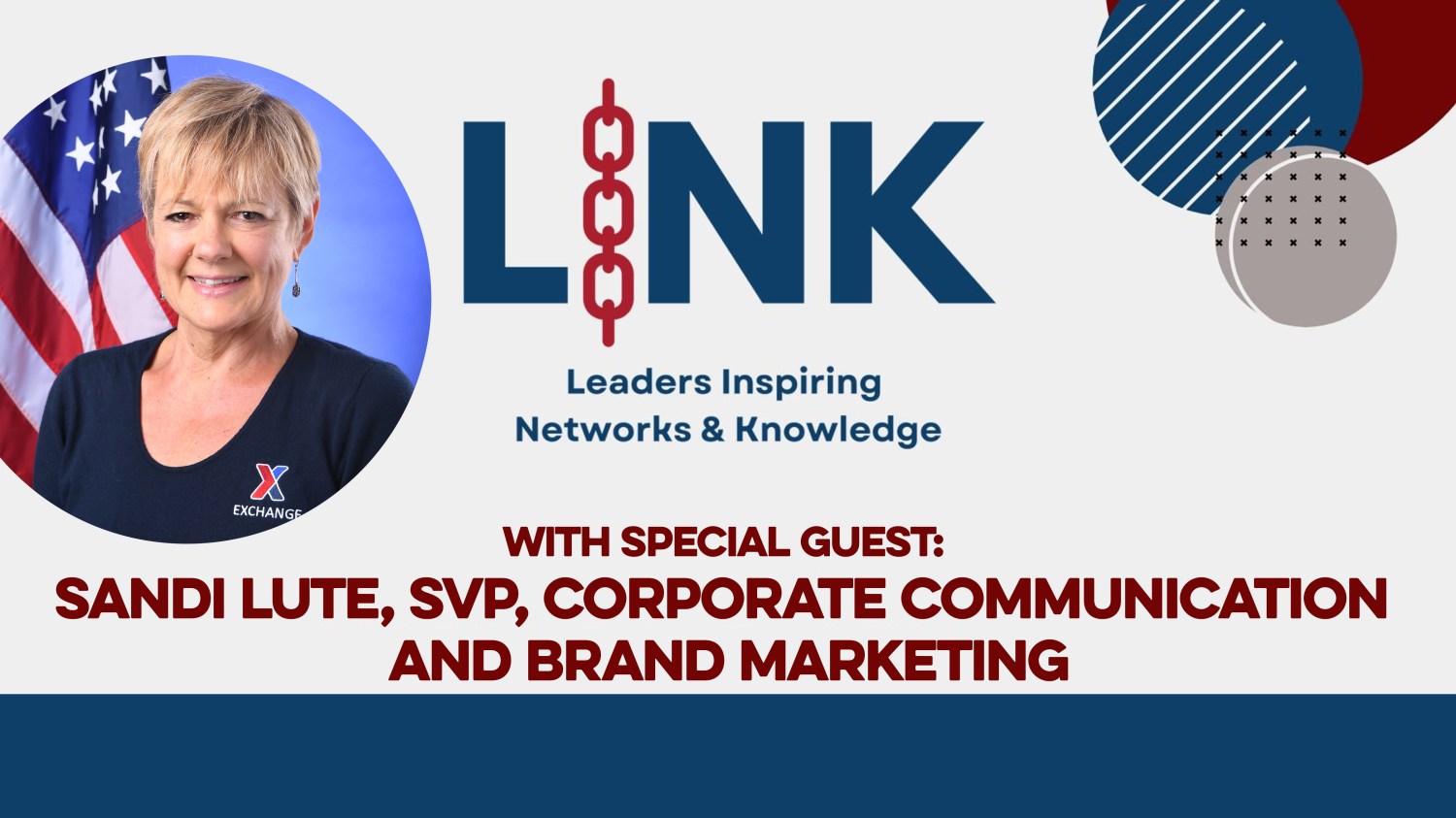 Sandi Lute head shot with LINK logo