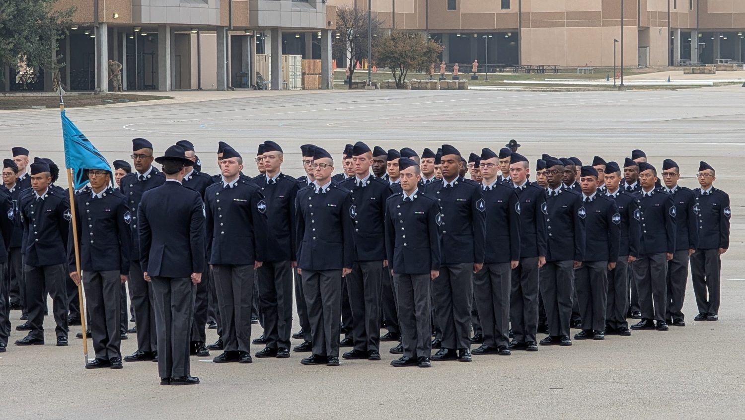 Group shot from Space Force Basic Military Training Graduation ceremony.
