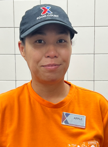 Apple Geronimo in Exchange food court cap and Popeyes T-shirt