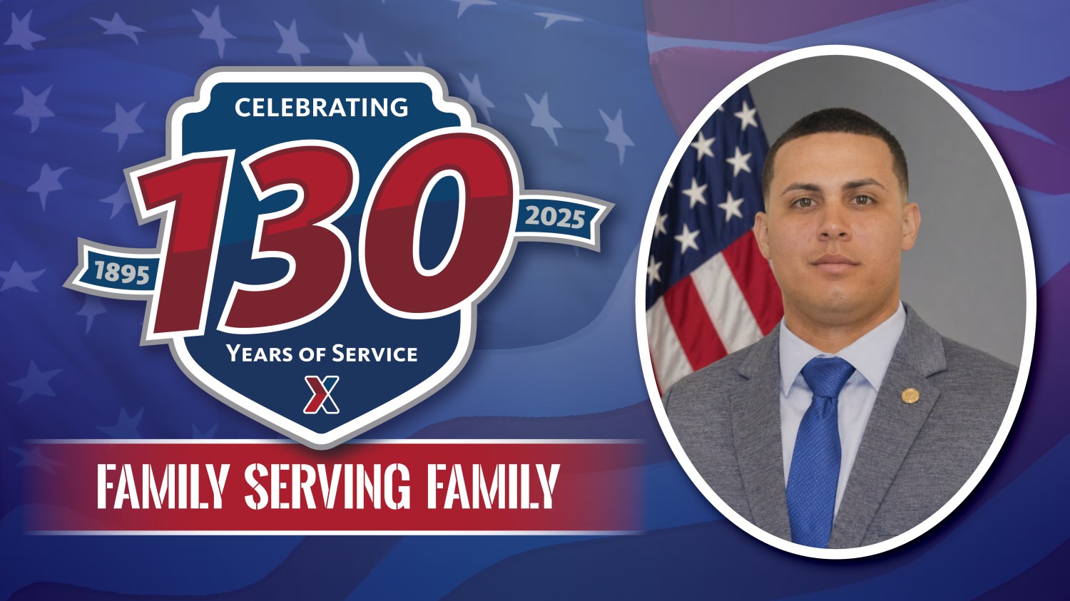 Miguel Rodriguez head shot with text: 130 Years of Family Serving Family.