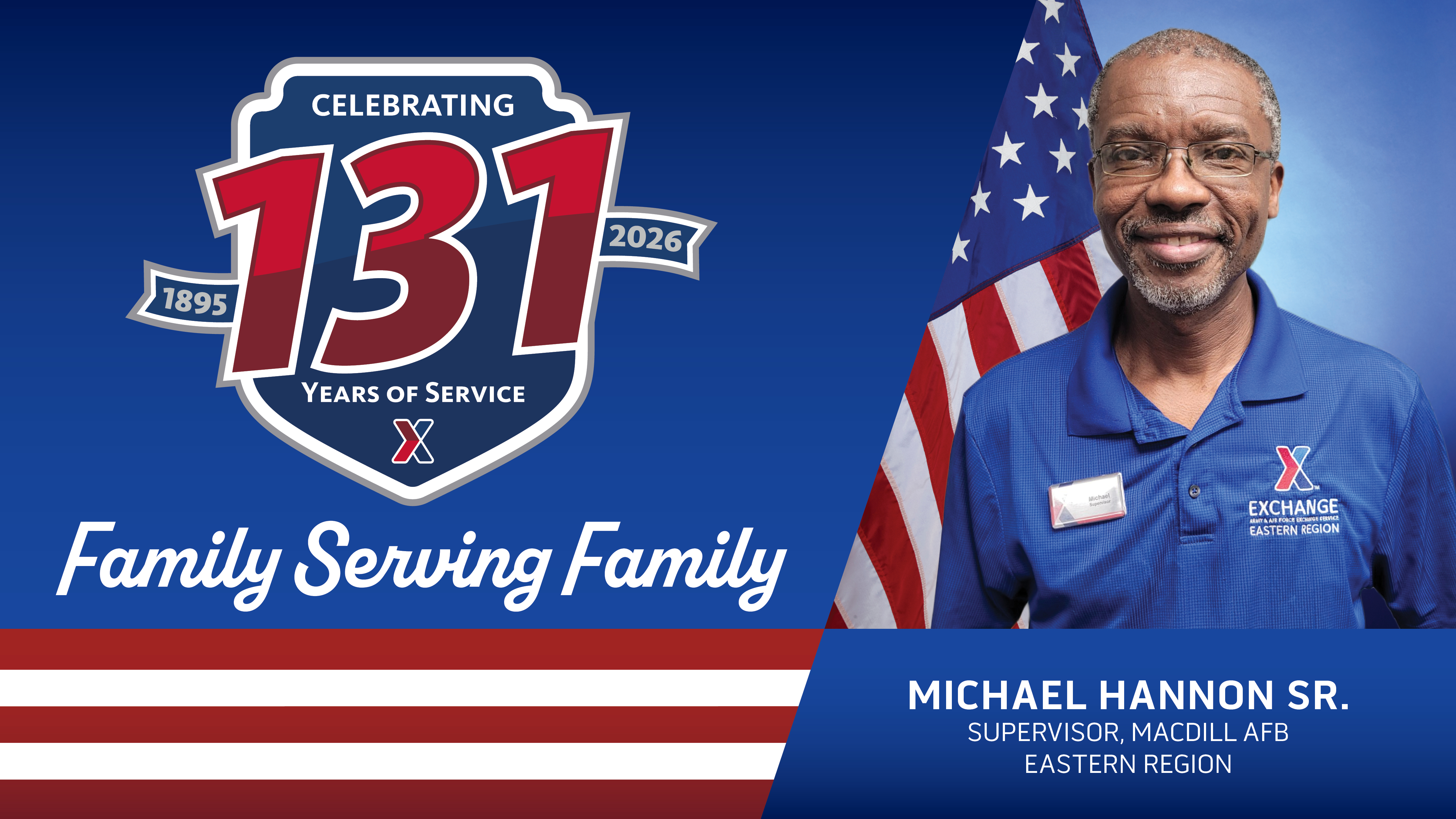 Michael Hannon Sr. head shot with 131 Years of Family Serving Family logo.