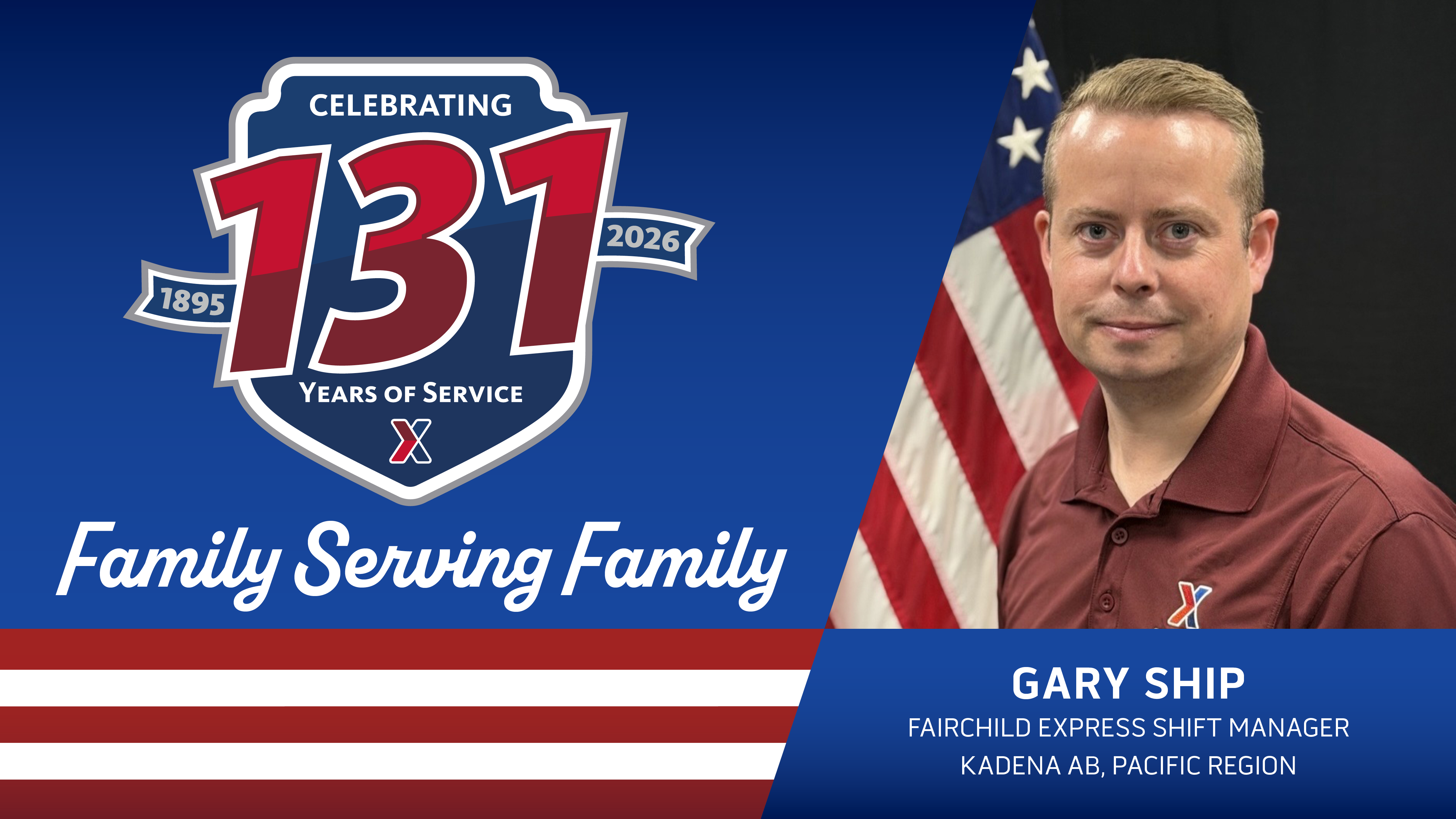 Gary Ship head shot with text: 131 Years of Family Serving Family