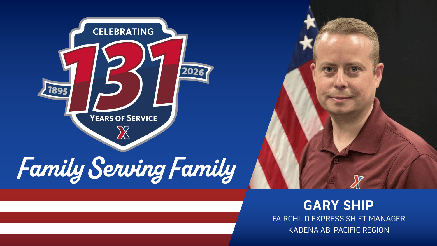 Gary Ship head shot with text: 131 Years of Family Serving Family